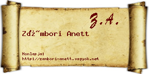 Zámbori Anett névjegykártya